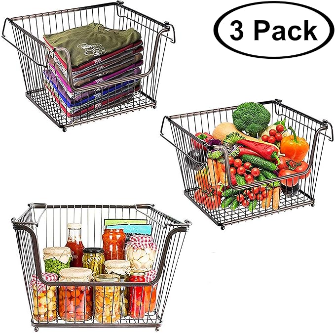 Cesta de Metal Multiusos ( Pack de 3) - Cestas Organizadoras en Malla