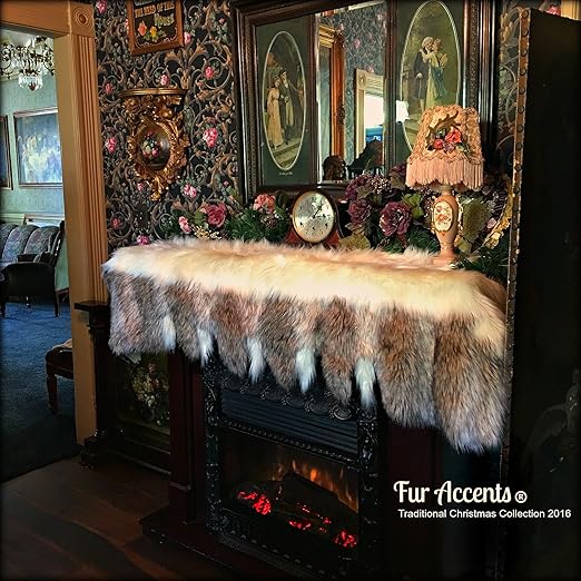 Amazon Com Fur Accents Fireplace Mantle Valance Garland Scarf