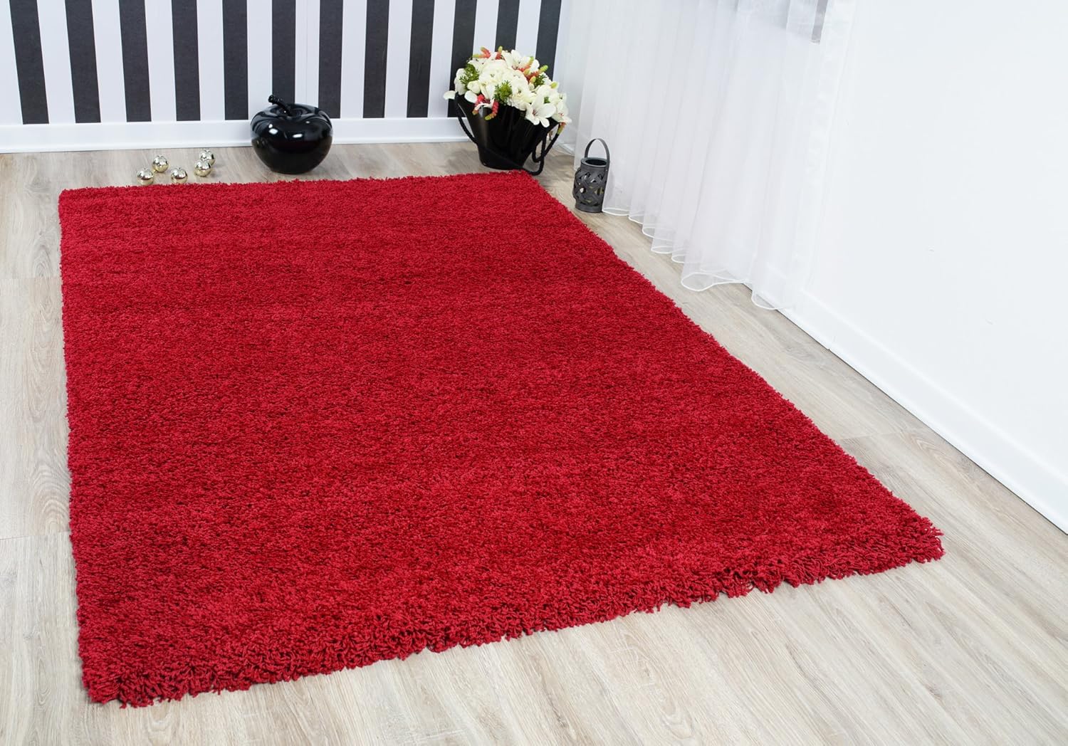 Serdim Rugs Living Room Shaggy Area Rugs, Polypropylene, RED, 120x170cm(4'x5'6), 120 x 170 cm (Rectangular) - Image 3