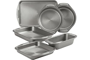 Circulon Total Nonstick Bakeware Set with Nonstick Cookie Sheet, Baking Pan and Bread Pan - 6 Piece, Gray