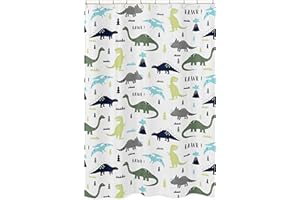 Sweet Jojo Designs Blue and Green Modern Dinosaur Childrens Kids Bathroom Fabric Bath Shower Curtain