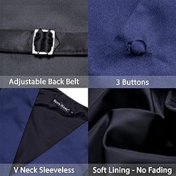 Barry.Wang Mens Dark Blue Suit Vest Bow Tie Set