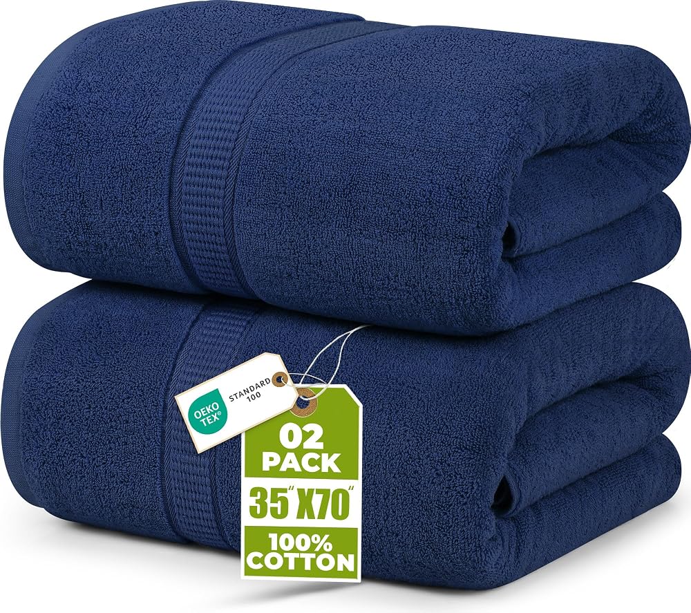 Utopia Towels Premium Jumbo Bath Sheet 90x180 cm 2 Pack Navy