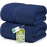 Utopia Towels Luxurious Jumbo Bath Sheet 2 Piece, 600 GSM, 35 by 70 Inches, 100% Ring Spun Cotton, Highly Absorbent and Quick Dry Extra Large Bath Towel, Super Soft Towel, Navy