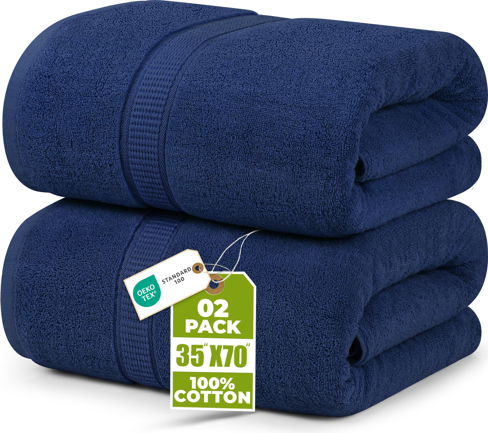 Utopia Towels - Premium Jumbo Bath Sheet (90 x 180 cm, 2 Pack) - 100% Ring Spun Cotton Highly Absorbent and Quick Dry Extra Large Bath Sheet - Super Soft Hotel Quality Towel (Navy)