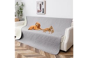 Tuffeel Waterproof Dog Blanket, Washable Anti-Slip Pet Couch Covers for Sofa,Pet Hair Resistant Blankets Bed Chair Furniture Couch Protector for Dogs-68x82,Lightgrey