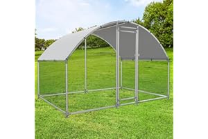 NUGRIART Large Metal Chicken Coop Walk-in Poultry Cage with Water-Resident and Anti-UV Cover Duck Rabbit Cat House Outdoor Chicken Run Pen with Round Roof
