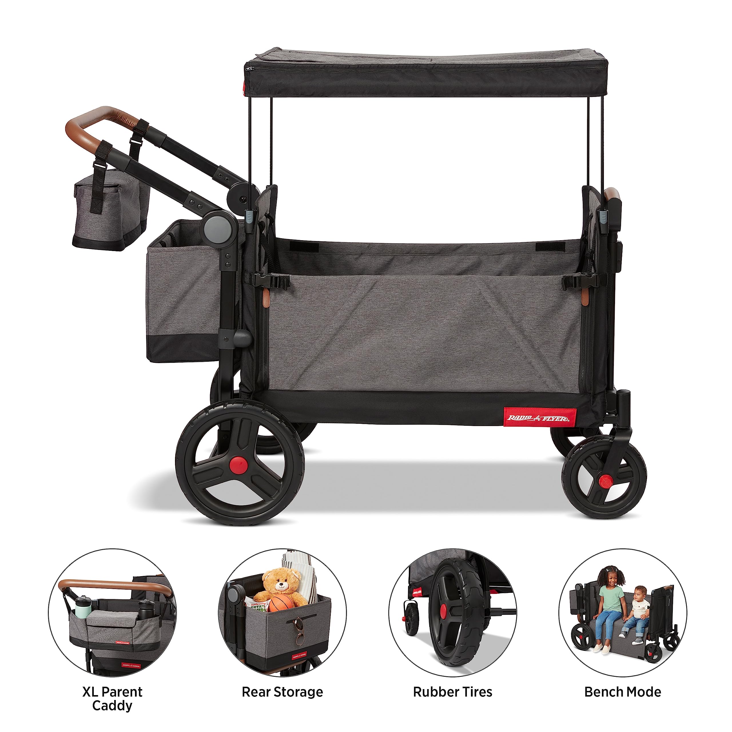 Radio Flyer Atlas Stroll N Wagon, Folding Wagon for 1+ Years - Gray