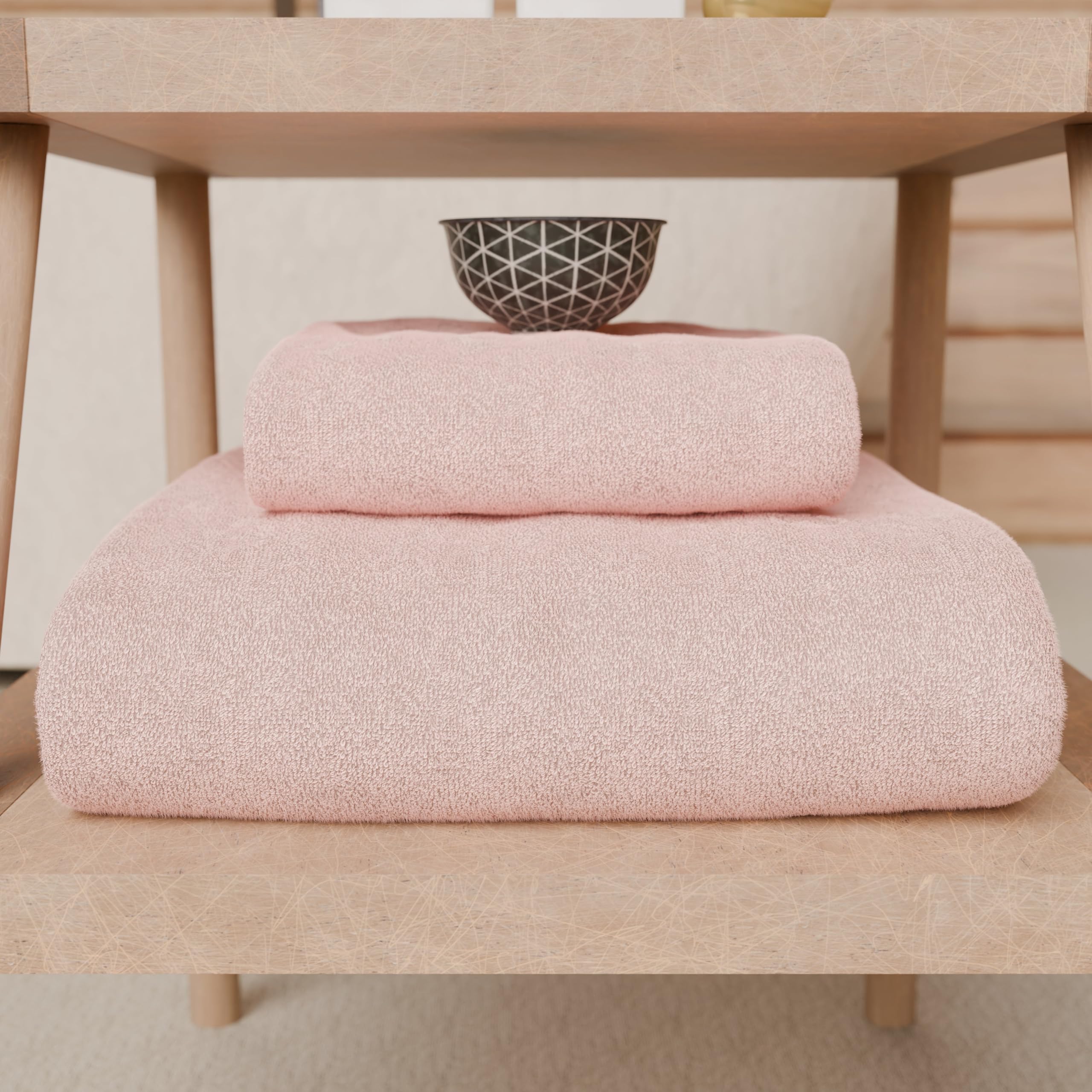 PETTI Artigiani Italiani - 100% Cotton Terry Bath Towels, 2+2 Towel Set, 4 Pieces 2 Face Towels and 2 Hand Towels, Pink Towels