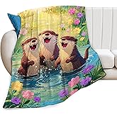 Sea Otter Blanket Cute Otters Throw Blanket Soft Warm Cozy Fleece Fuzzy Plush Flannel Blankets Gifts for Girls Women Boys Kids Adults 40"X50"