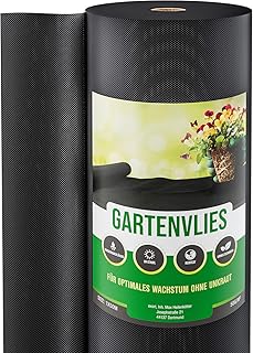 GardenGloss® 50m² Unkrautvlies Gartenvlies gegen Unkraut – Unkrautfolie Wasserdurchlässig – Reißfestes Unkrautflies 50g/m² – Hohe UV-Stabilisierung (50m x 1m, 1 Rolle)
