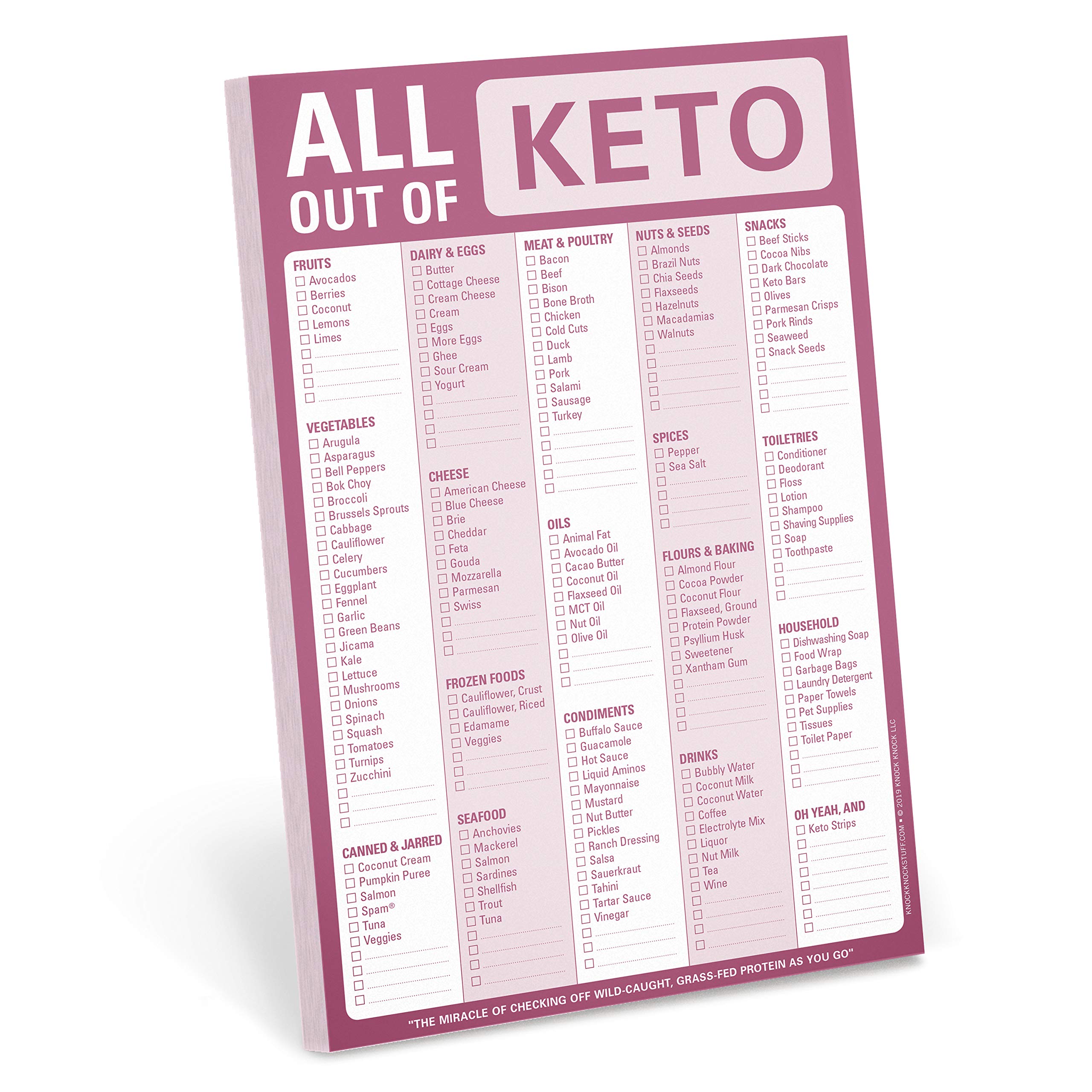 Knock Knock All Out Of Pad (Keto), Keto Diet Grocery List Note Pad