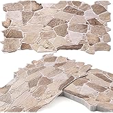 12 Pack 38.6" x 18.9" Peel and Stick 3D Faux Stone Wall Panels PVC Lightweight Decorative Wall Tiles for Interior Accent Wall