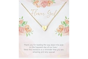 OSNIE Flower Girl A-Z Alphabet Pendant Necklace 14K Gold Plated Tiny Capital Letter Initial Heart Pendant Necklace Wedding Day Thank You for Being My Flower Girls Jewelry Gifts Proposal from Bride