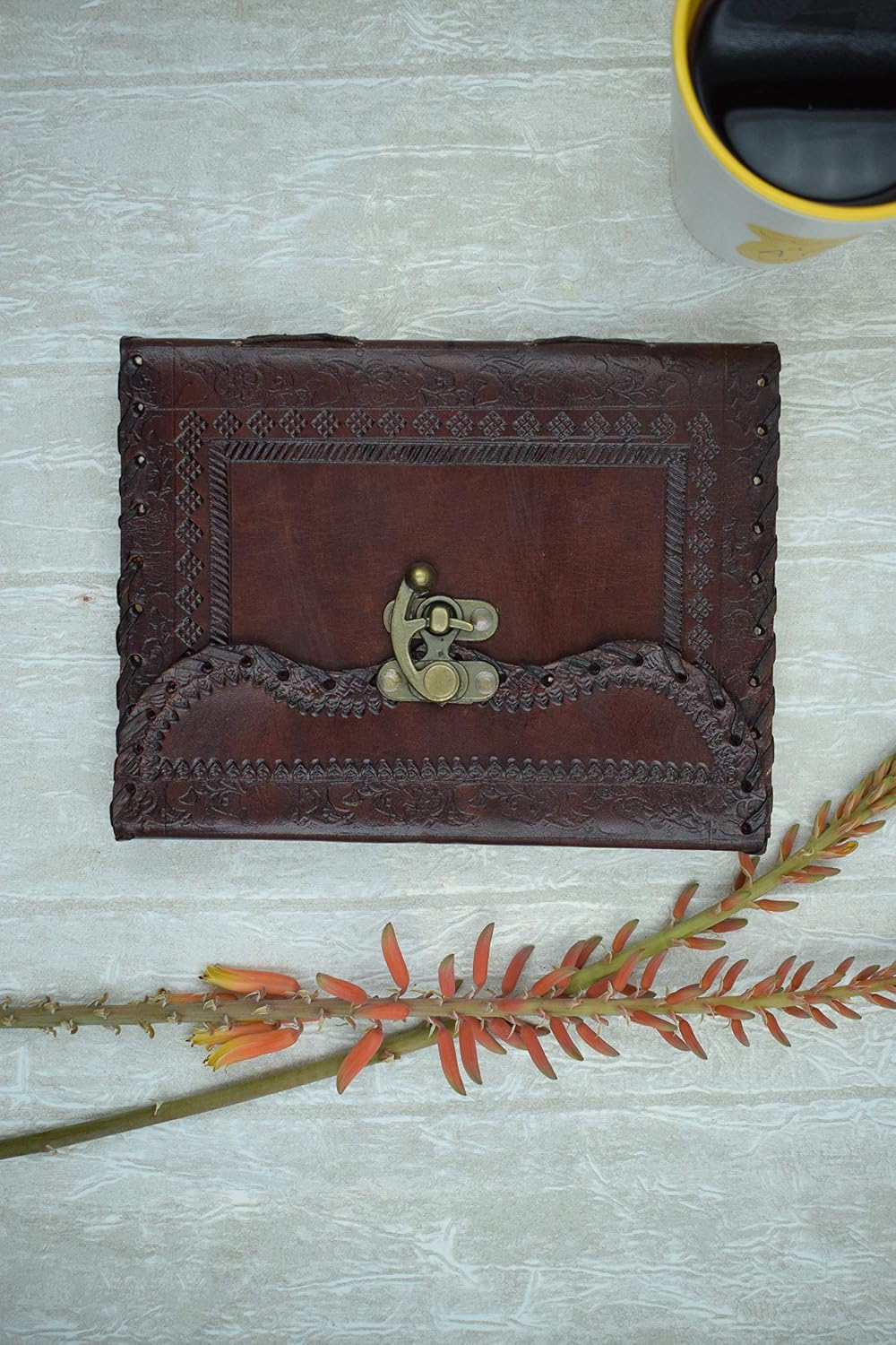 OVERDOSE Mehrab Brass C-Lock Leather Journal - 6 X 8 Inches - Image 4