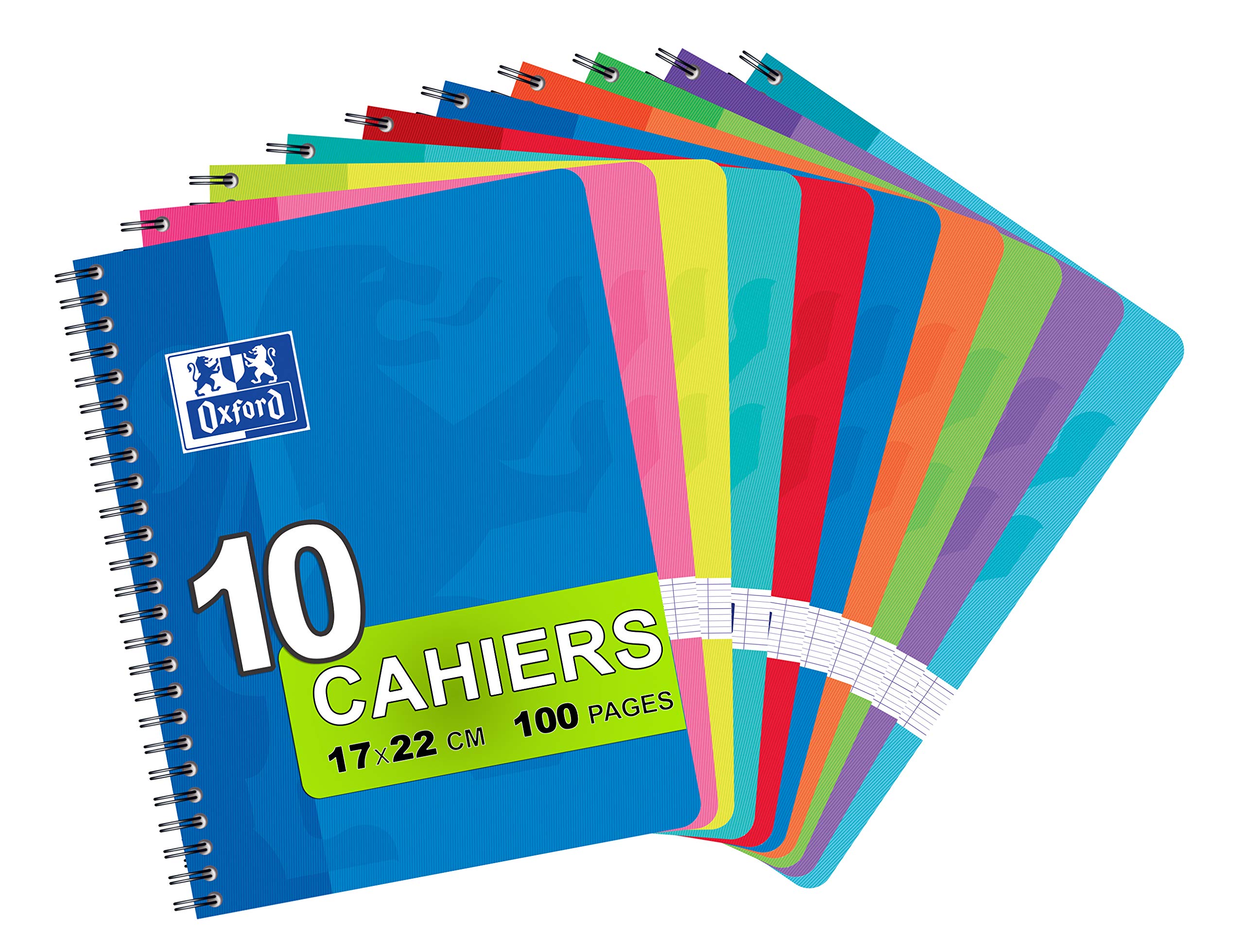 OXFORD Spiral Notebooks 170 x 220 mm 100 Pages 90 g Random Cover Pack of 10