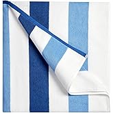 Bornbay Cotton Oversized Beach Towel - Extra Large 40"X70" Plush Thick Pool Towel, XL Fluffy Blue Beach Towels Stripe Swimming Towel for Adults Mens Women (White Navy Blue)
