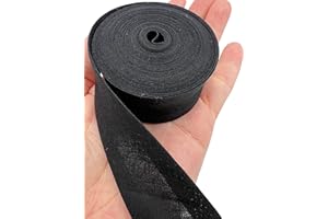 PEPPERLONELY 5 Yards 25mm (1 Inch) 100% Cotton Single Fold Bias Type Bias Binding for Sewing and Hemming Ribbon - Black