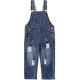 KIDSCOOL SPACE Baby Little Snap Leg/Crotch Mettal Buttons Reipped Denim Overalls