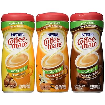 Coffee-mate Sugar-Free 3 Flavor Bundle - Vanilla Caramel, Creamy Chocolate, and Hazelnut (10.2 ounce)