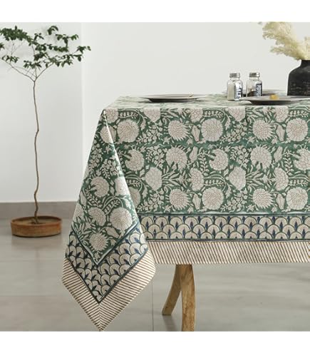 Labhanshi Indian Handblock Print Floral Cotton Table Cloth
