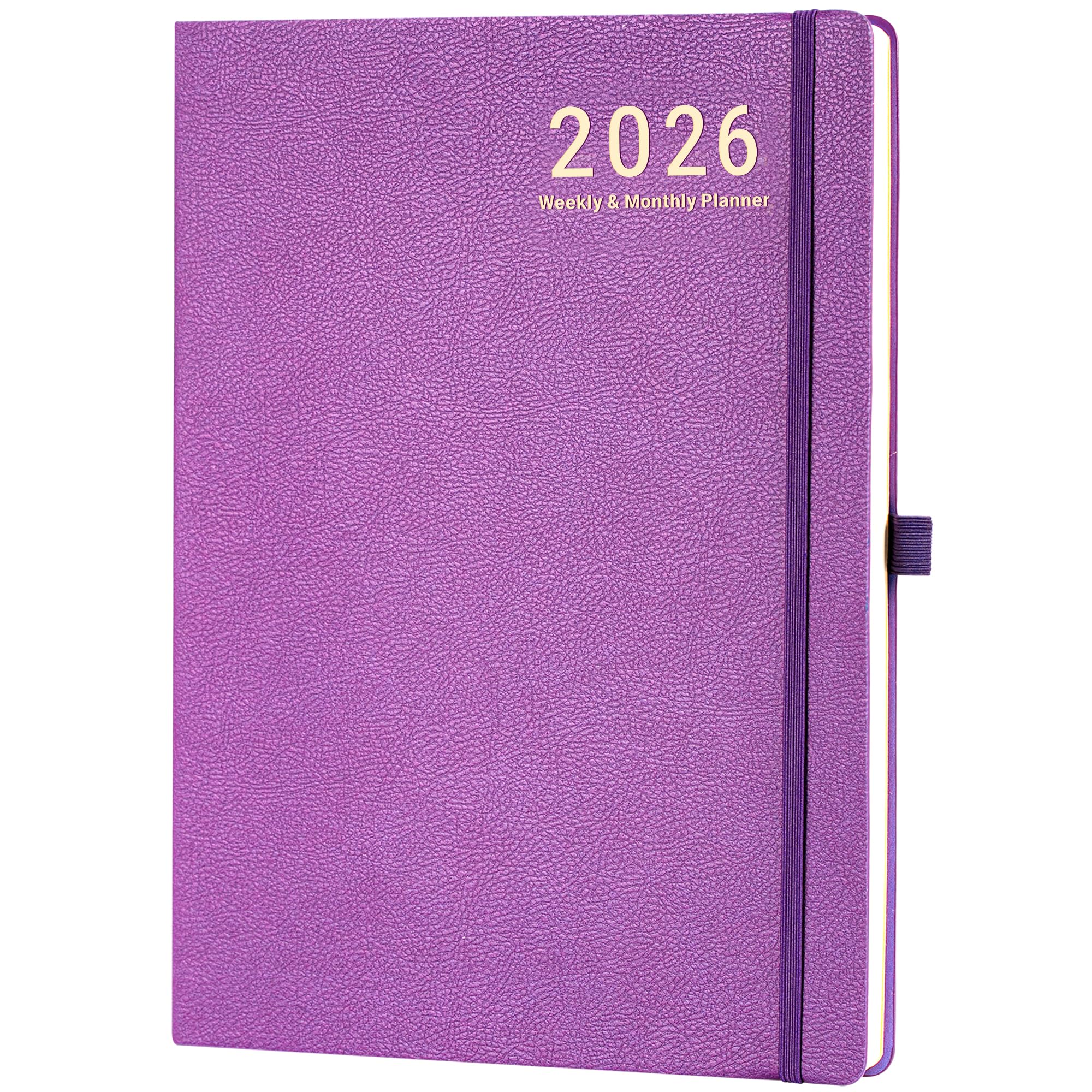 Photo 1 of 2026 Planner - JAN 2026 - DEC 2026, Planner 2026, Weekly and Monthly planner, 8.5" x 11", Leather Cover Planners with Thick Paper, Back Pocket with Notes Pages, Purple
