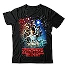 STRANGER THINGS NETFLIX MOVIE POSTER BLACK UNISEX T SHIRT (LARGE)