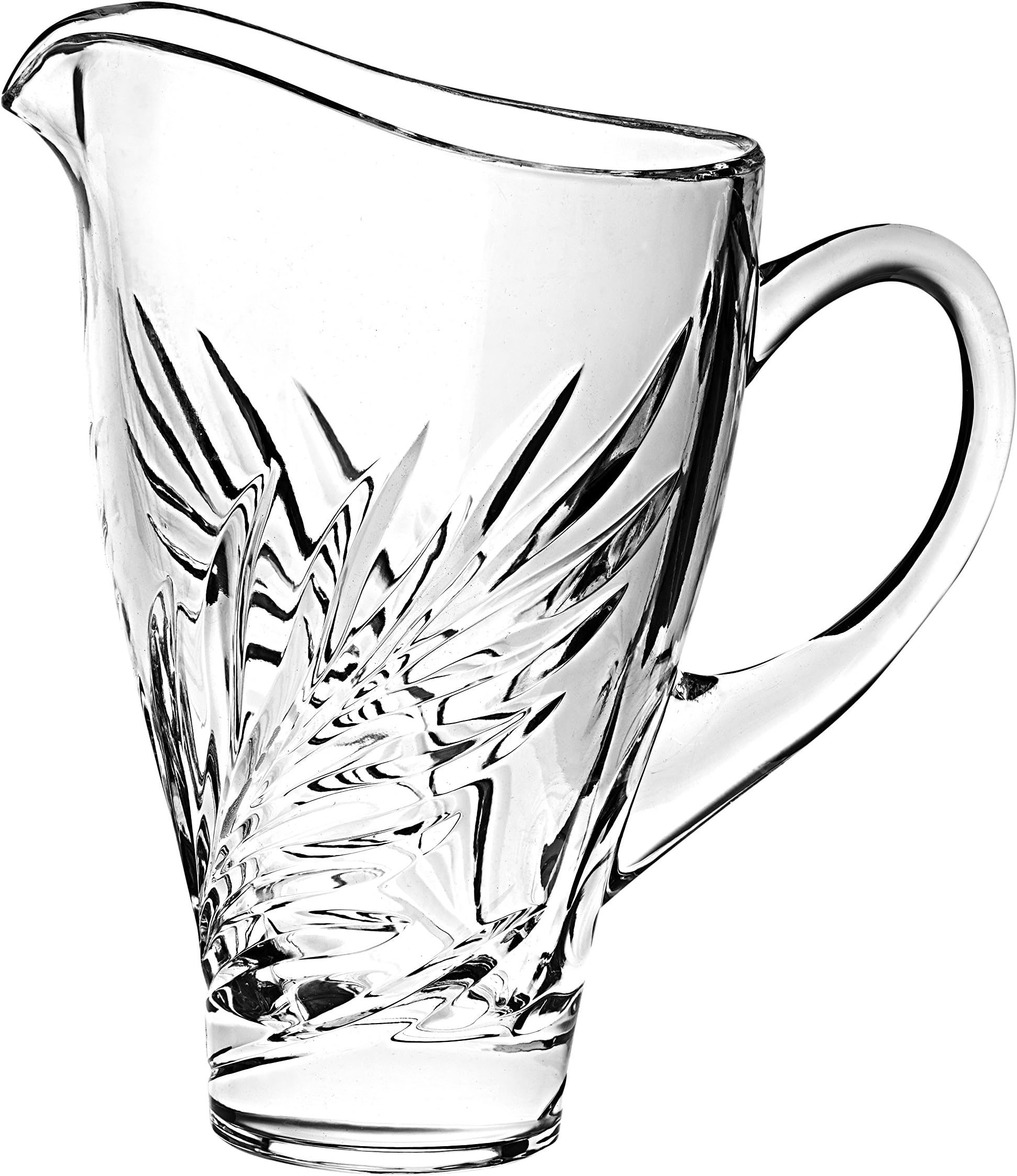 Barski - European Quality - 36 oz. - Cut Crystal - Decorative - Pitcher - 9" Height - with Handle - Made In Europe