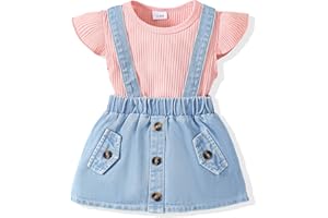 SODLON Newborn Baby Girl Clothes Dresses Outfits Gifts Romper Top Overalls Dress Suspender Skirt Sets for Infant Girls