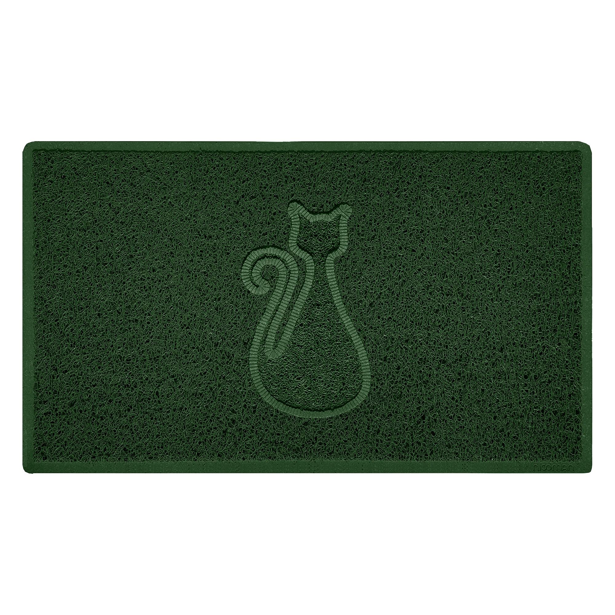 Nicoman CAT Shape Cat Litter Box Mat, Dog Food Feeding Tray Matt, Non-Slip, Easy Clean, Washable(75x44cm,Medium),GREEN
