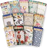 Decorative Matches Box -4-Inch Long Matches for Candles with Strike - Wooden Colorful Candle Sticks with Rainbow Tips - 50 Pc Match Sticks - Matchbox Designs of Your Choice (2 Unique Box Designs)