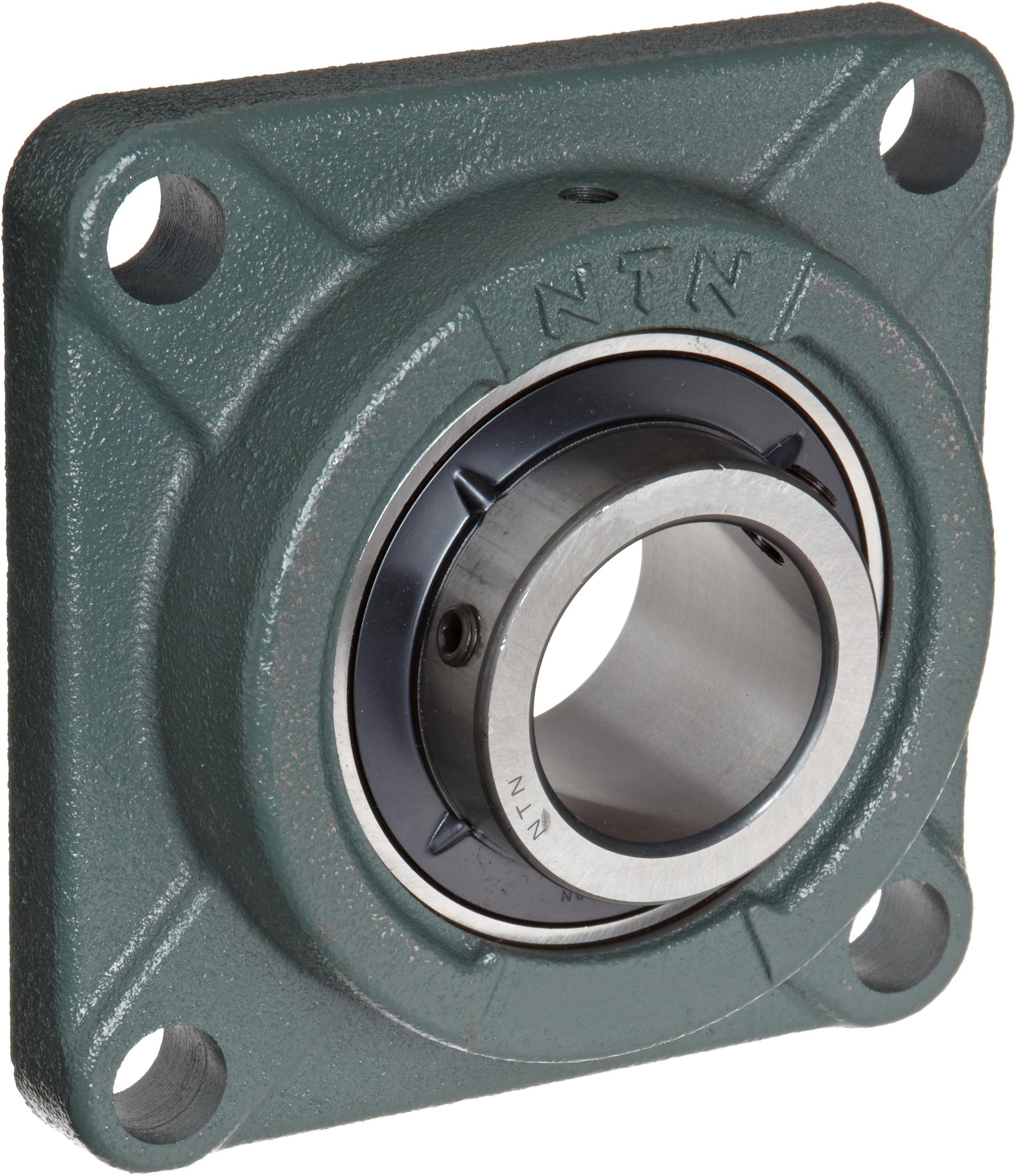 NTN UCFX05-100D1 Medium Duty Flange Bearing, 4 Bolts, Setscrew Lock, Regreasable, Contact and Flinger Seals, Cast Iron, 1" Bore, 3-17/64" Bolt Hole Spacing Width, 4-1/4" Height, 2540lbf Static Load Capacity, 4400lbf Dynamic Load Capacity