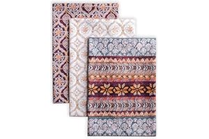 Maison d' Hermine Dish Cloth 100% Cotton Kitchen Towel Multi-Purpose Bar Towel for Gifts, Home, Wedding, Restaurant, Buffet Party & Camping, Fair Isle - Thanksgiving/Christmas (Set of 3)