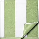 WEDPLAN Cotton Oversized Beach Towel - 40 x70 Inch Extra Large Striped Pool Towel, Big Soft Terry Cloth Sage Green Cabana Swim Towel
