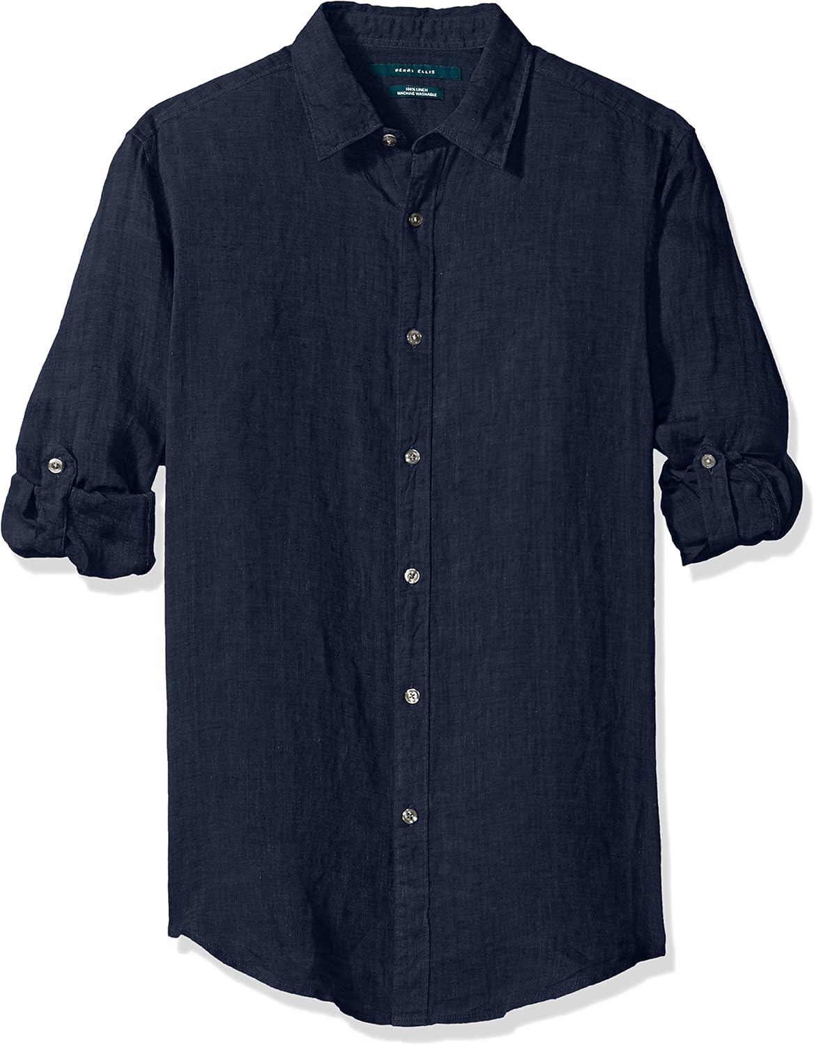 Perry Ellis Men's Long Sleeve Solid Linen Button-up Chambray Shirt at  Men’s Clothing store