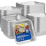 Aluminum Pans 8x8 [50 Pack] Disposable Foil Pans
