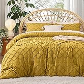 Bedsure King Comforter Set - Mustard Yellow Comforter, Boho Tufted Shabby Chic Bedding for Kids, 3 Pieces Vintage Farmhouse Bed Set for All Seasons, Fluffy Soft Bedding with 2 Pillow Shams