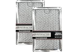 AIR FILTER FACTORY Microwave Oven Replacement For LG 5230W1A012B 12-Layer Aluminum Mesh Grease Filters 2-Pack
