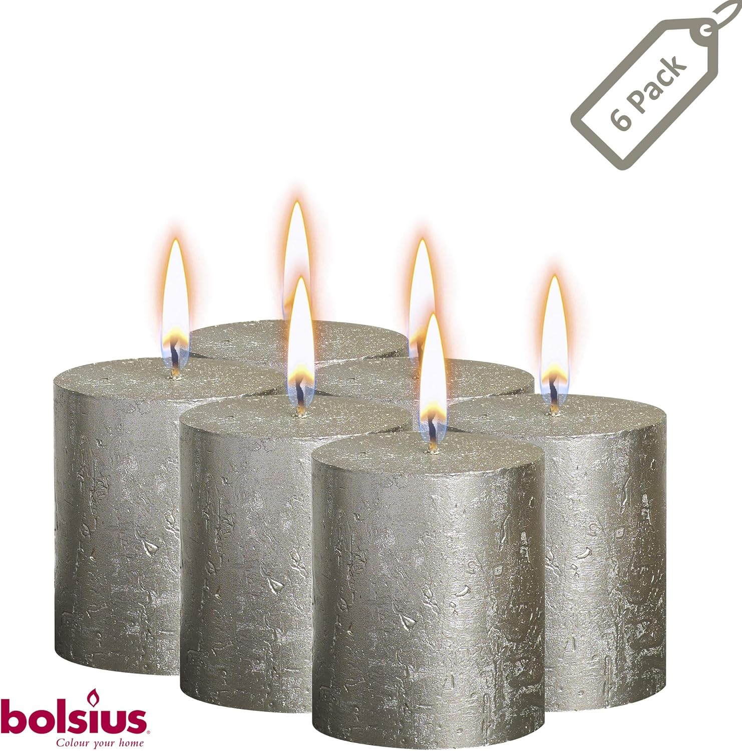 BOLSIUS Rustic Full Metallic Antracite Candles Antracite Candles with a