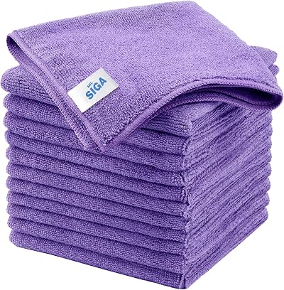 MR.SIGA Microfiber Cleaning Cloths 12 Pack 32x32 cm Purple All-Purpose Towels