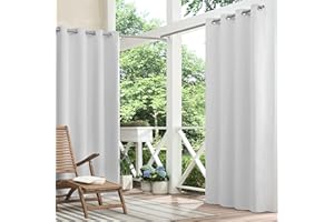 ECLIPSE Bradford Thermal Insulated Blackout Waterproof Grommet Curtain for Outdoor or Patio (1 Panel), 52 in x 84 in, Silver White