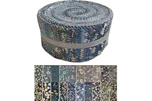 NEWAMISHQUILT Jelly Roll Fabric 100% Cotton Quilting Fabric, 40 Pre-Cut Strips (2.5 x 44 Inch) for Quilting and Sewing - 20 Assorted Floral Prints- Londen Sky