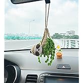 Made by Bunny Crochet Sloth Car Rear View Mirror Holder, Cute Hanging Ornament, A Gift for Lovers Hanging, Lovely Bag Automotive Interior Decorations, CCBEEM01.1
