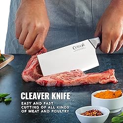 Cutluxe Cleaver Knife - 7" Meat Cleaver, Butcher