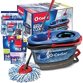 O-Cedar RinseClean Microfiber Spin Mop &amp; Bucket Floor Cleaning System with 2 Extra Mop Head Replacements with Citrus and Lavender Pacs (Variety Pack)