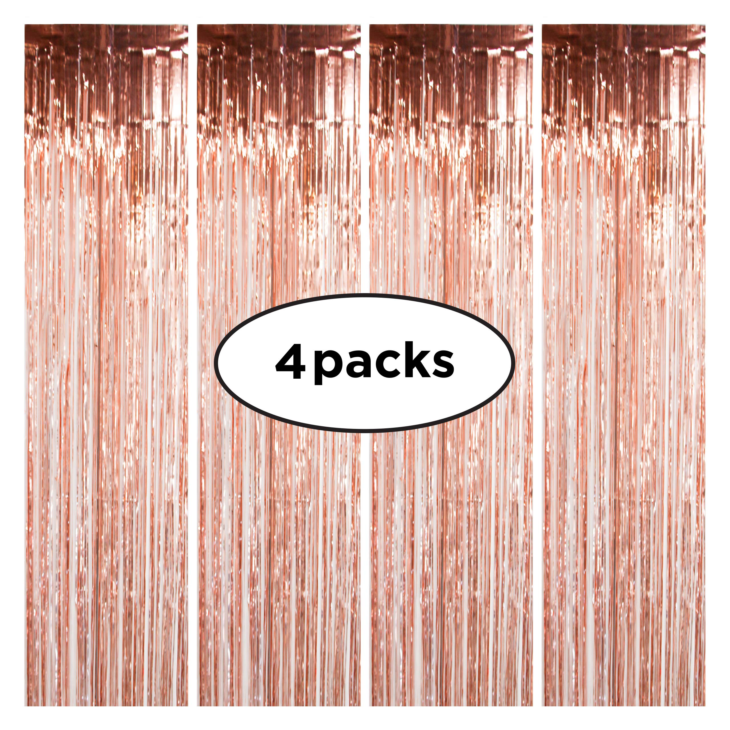 Buy Rose Gold Foil Fringe 4Pack Set of Rose Gold Fringe Curtains 3