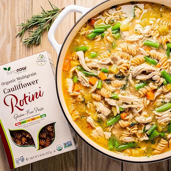 NOW, LIVING NATURAL FOODS, ORGANIC MULTIGRAIN AND CAULIFLOWER ROTINI 8 OZ