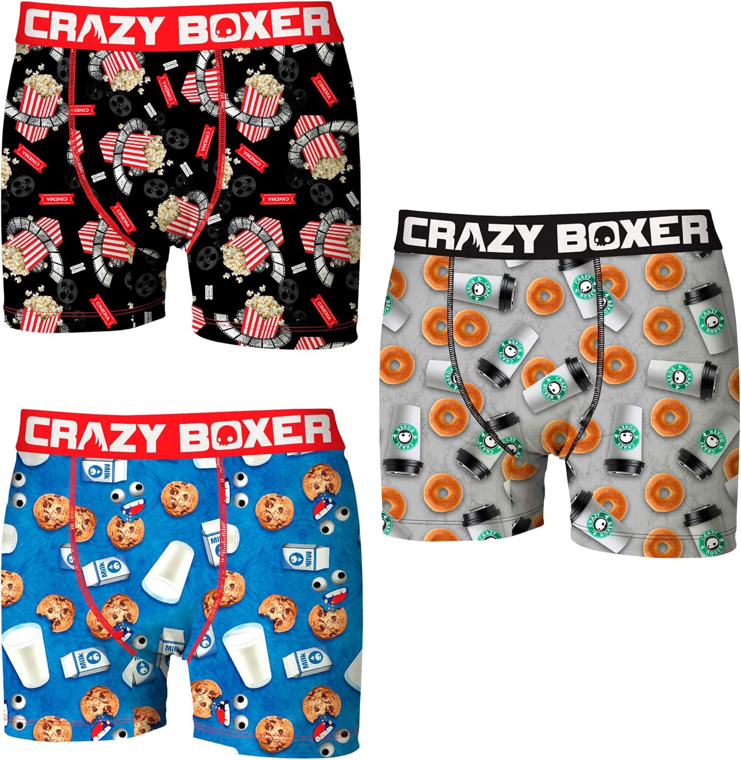 Crazy Boxer Men's T2191x Microfiber (92 Polyester8 Elastane), Set 3 Boxer Hombre T219/1, X