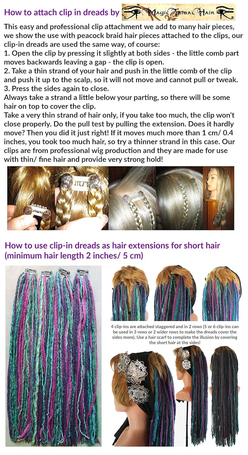 Amazon Com Yarn Dread Falls Clip In Dreadlocks Set Of 5 Or 6
