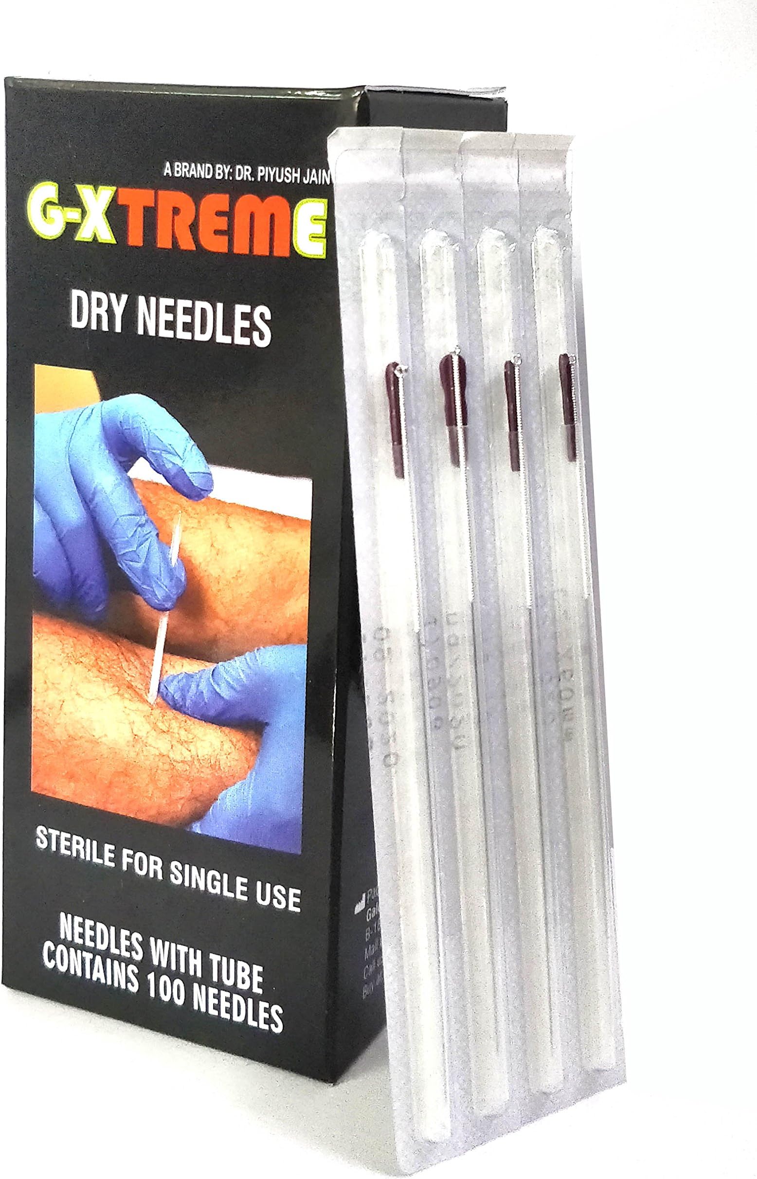 Galena International Gxtreme Dry Needling Sterile Needles Premium with guide tube 100 needles (0.25 X 60mm)